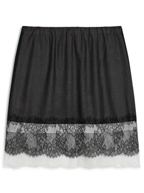 Helmut Lang Lace-trimmed Silk-blend Mini Skirt Black